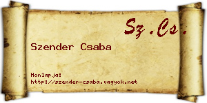 Szender Csaba névjegykártya